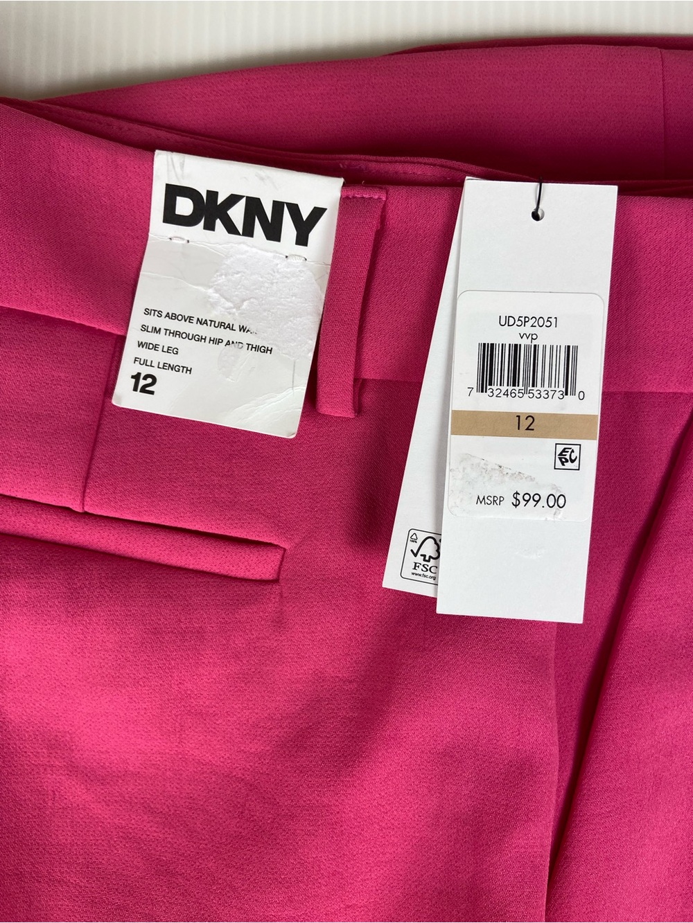 NWT DKNY Hot Pink Wide Leg Dress Pants Size 12 Barbiecore - Picture 2 of 13